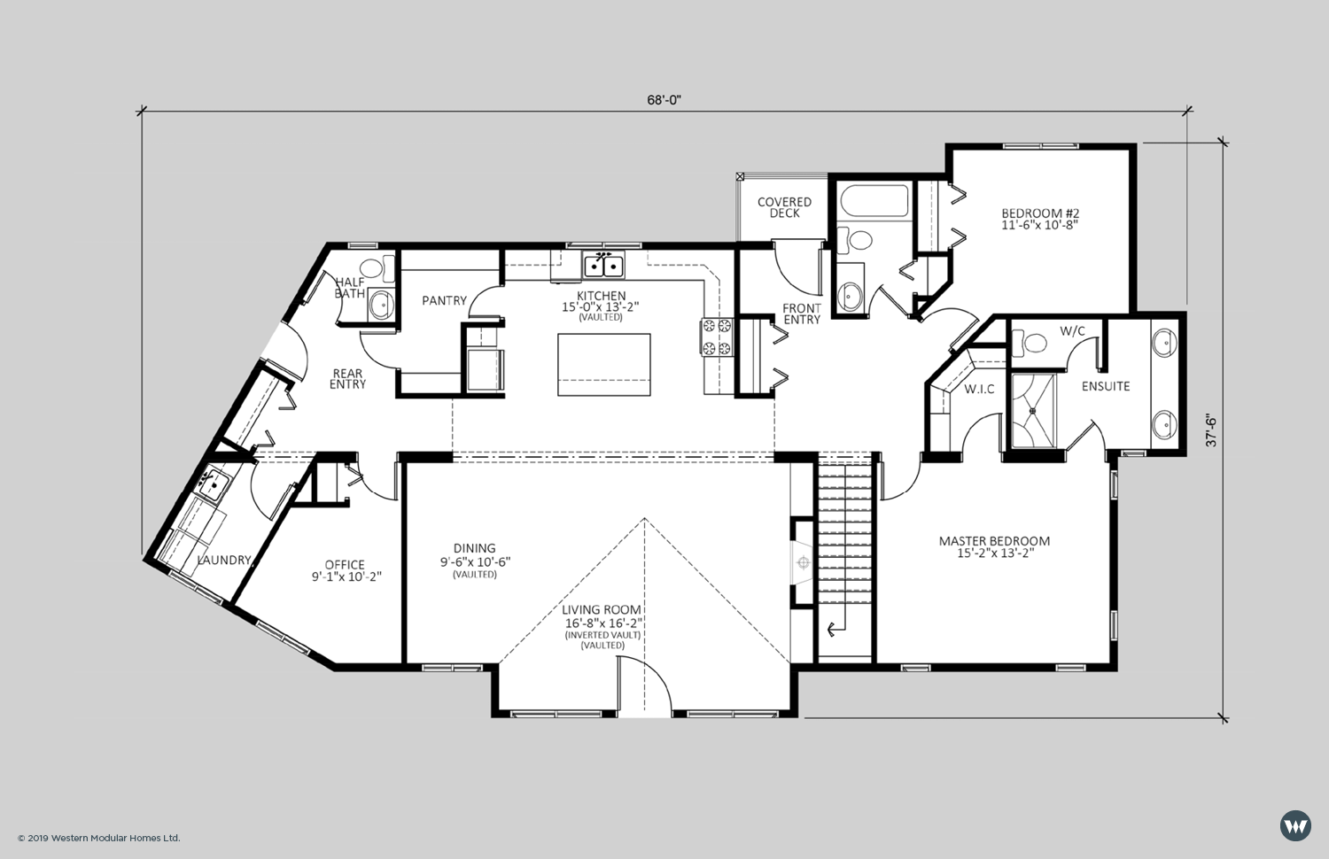 The Winchester A 1,832 sq ft - 2 Bedroom + Office - 2.5 Baths - 68’-0” x 37’-6” footprint Alternate Floorplan