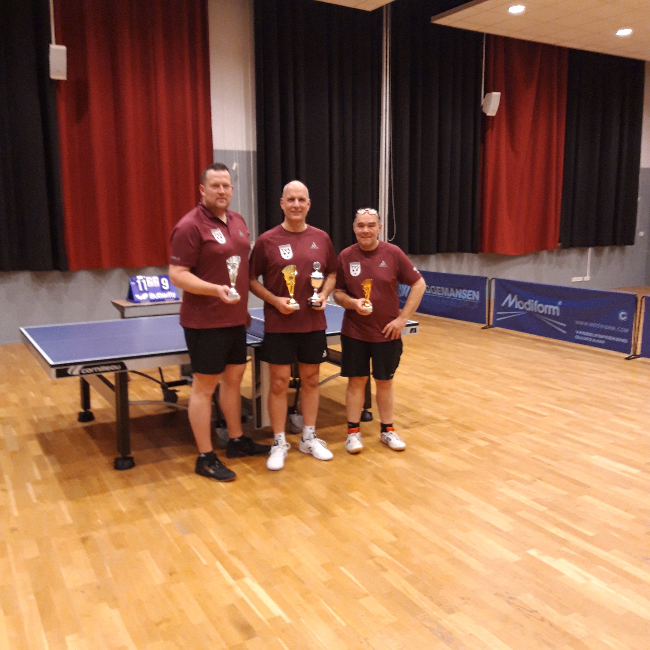 top 3 groep B : vlnr. Erwin, Serge en Nico