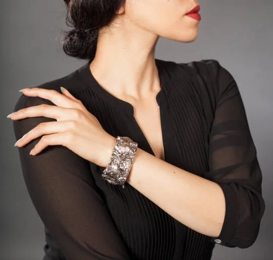 Vintage Whiting & Davis Silver Repousse Cuff