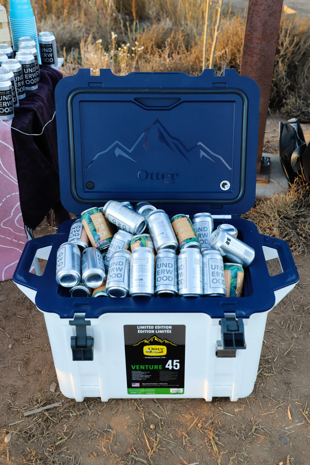 An Otterbox CVenture 45 cooler full of Union Wine’s Underwood Pinot Gris and Riesling Radler — photo by Hailey Hirst