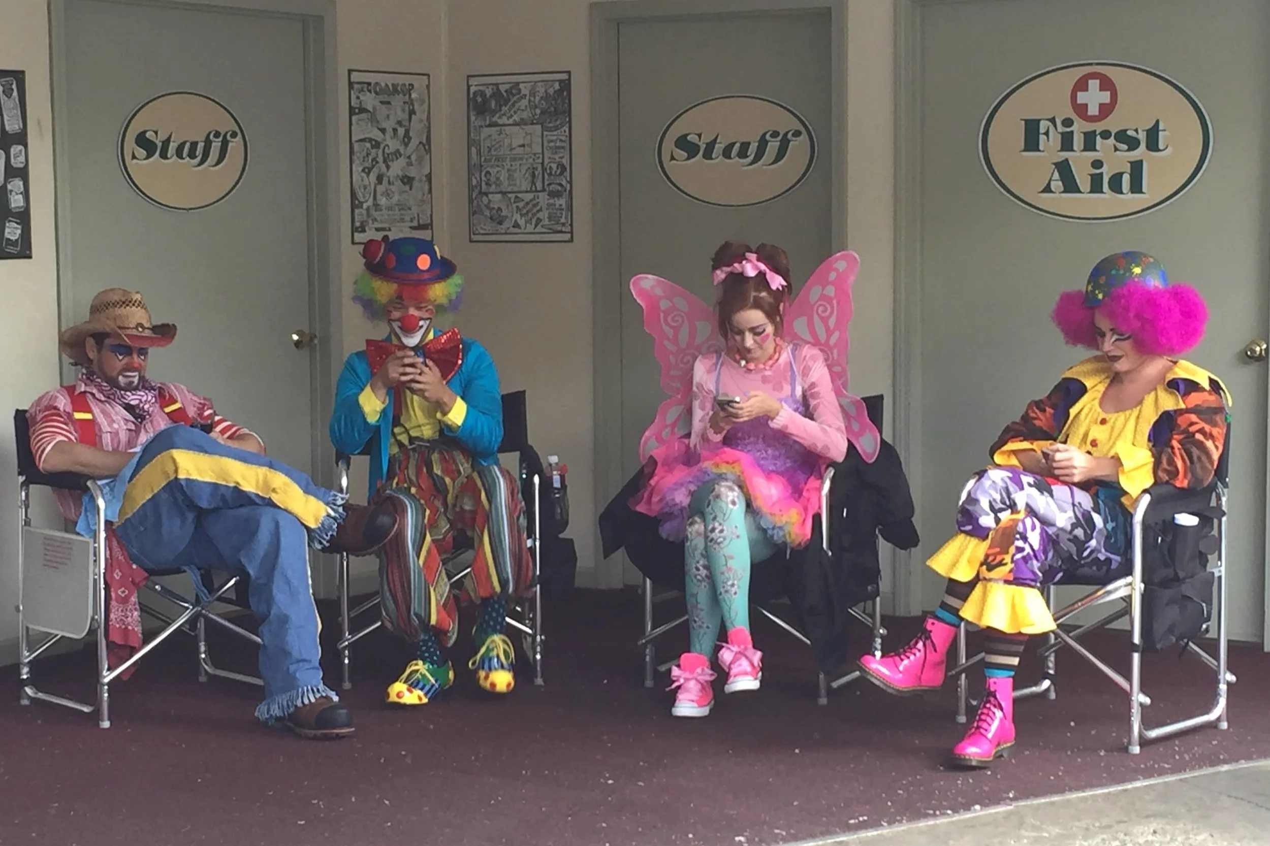 Actor holding during Season 3 of Librarians. Clowning is hot and tiring!