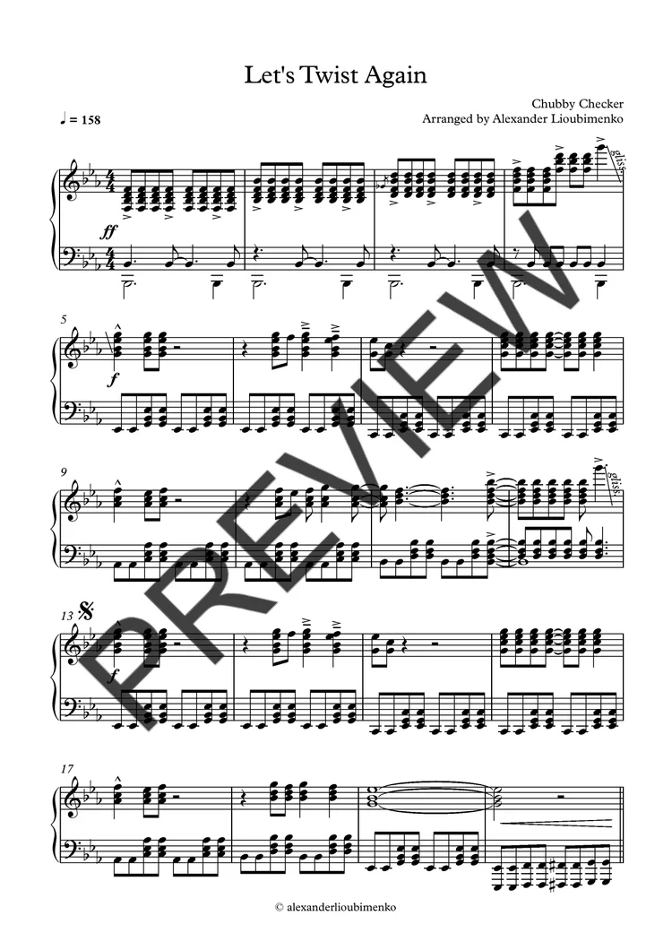 Chubby Checker Let S Twist Again Sheet Music Algorhythm