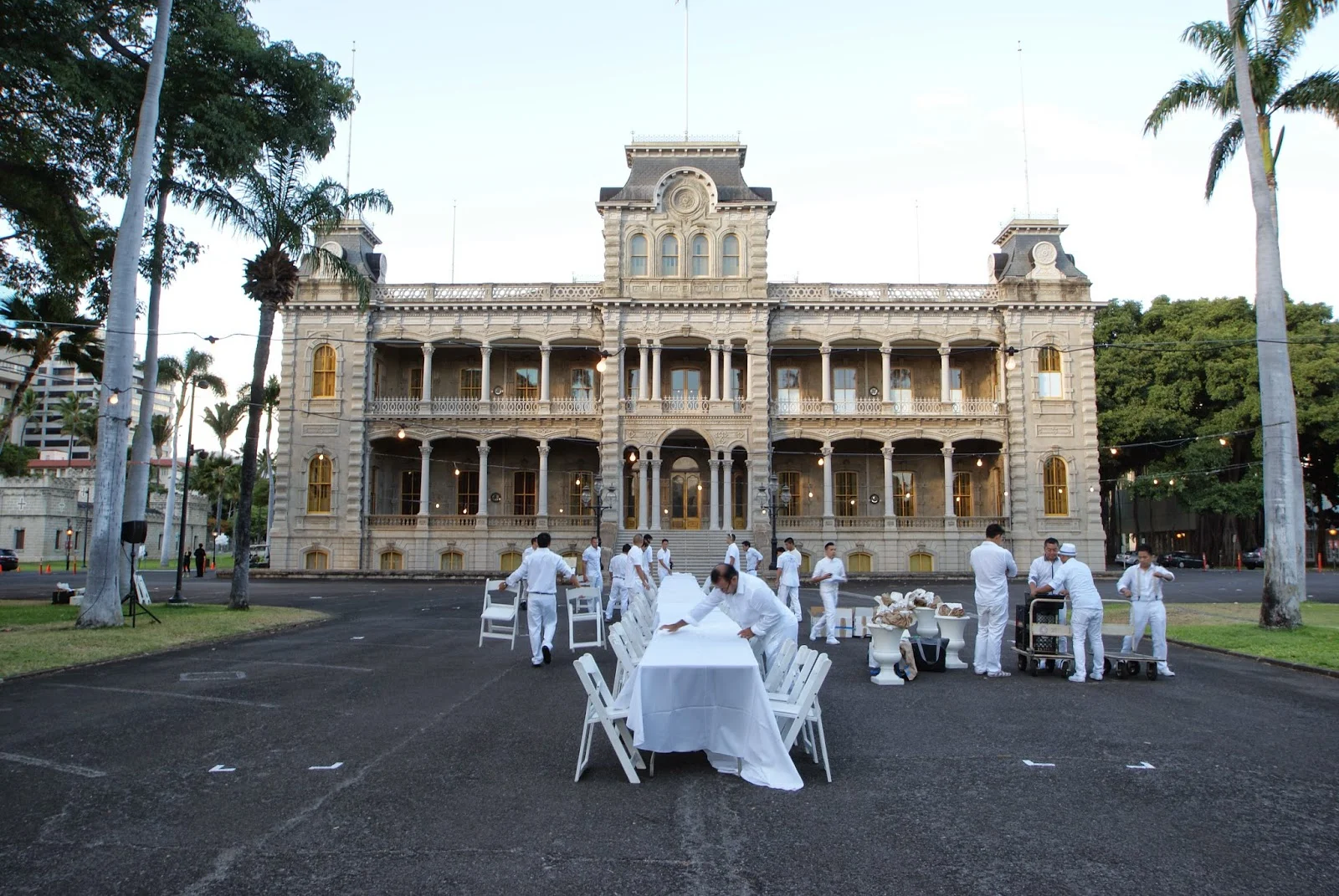 Setup of our massive 66-foot long Kings Table.