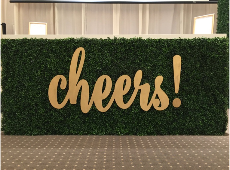 8' Boxwood Bar shown with Custom Signage (not included).