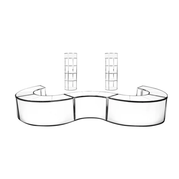 Shown with five (5) section Curve Bar