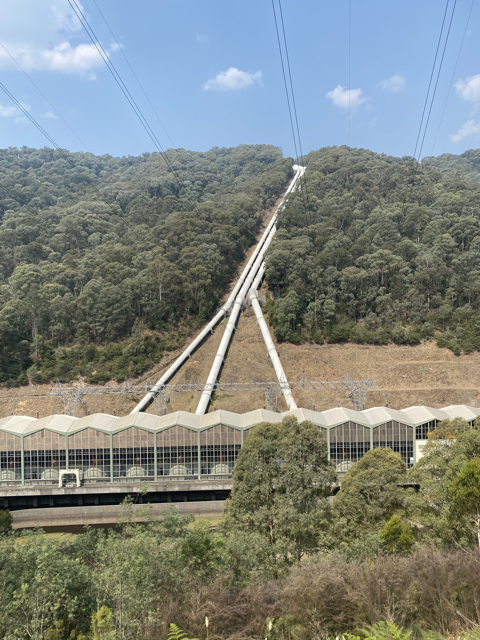 The gravity feed pipes into the Murray 2 Power Stations