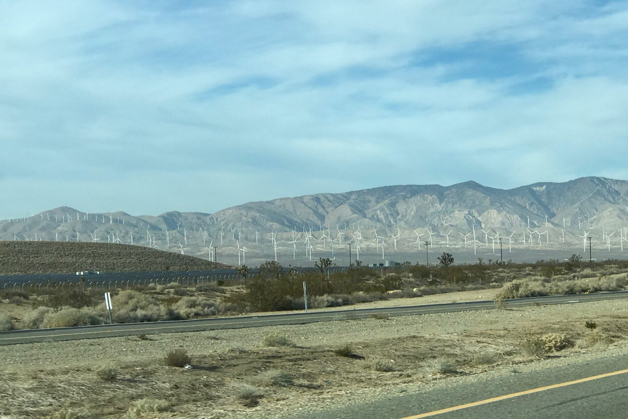  A windfarm on the road to Death Valley 