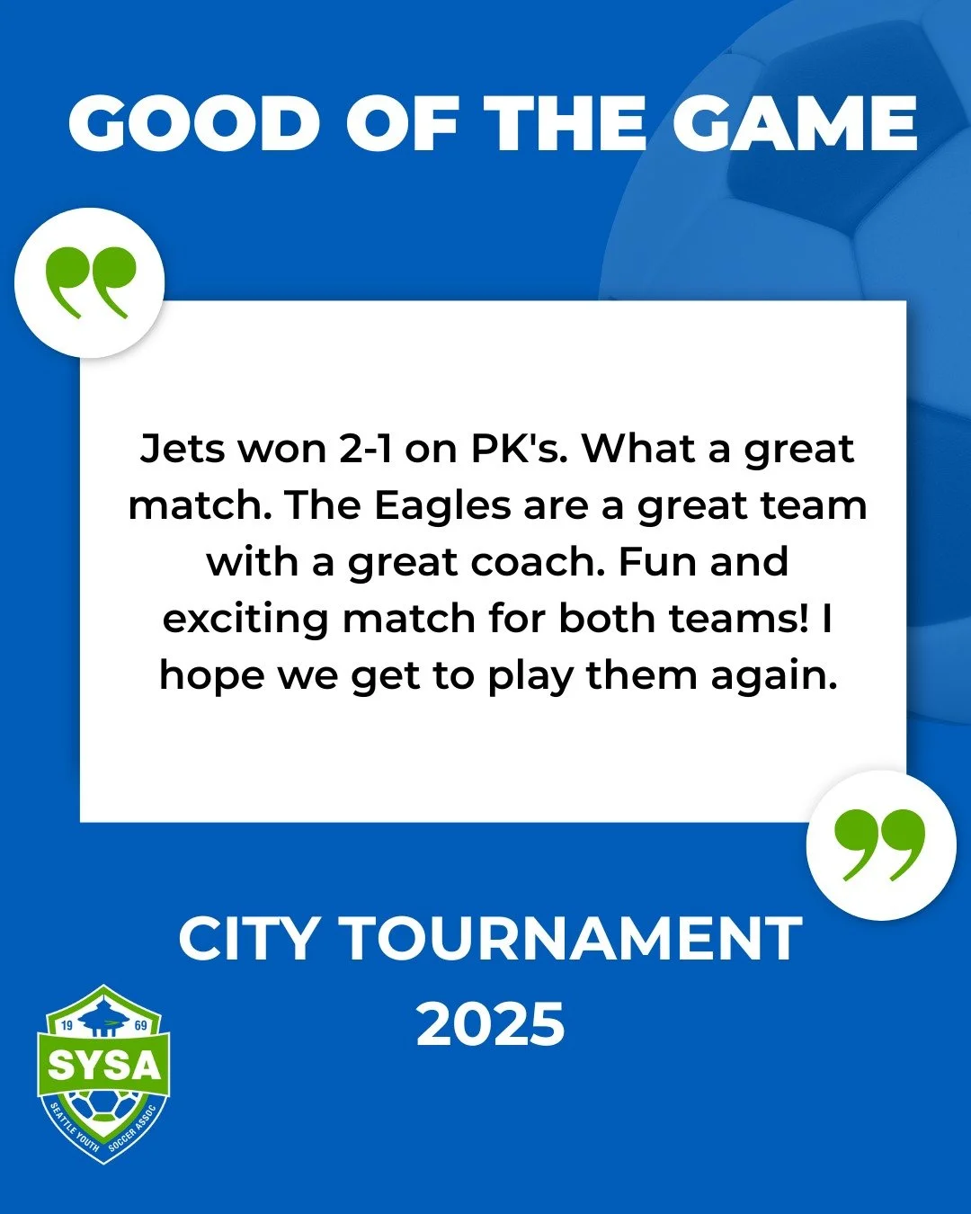 BU16 | QA Soccer Eagles vs Bal Jets

Good of the Game - City Tournament 2025