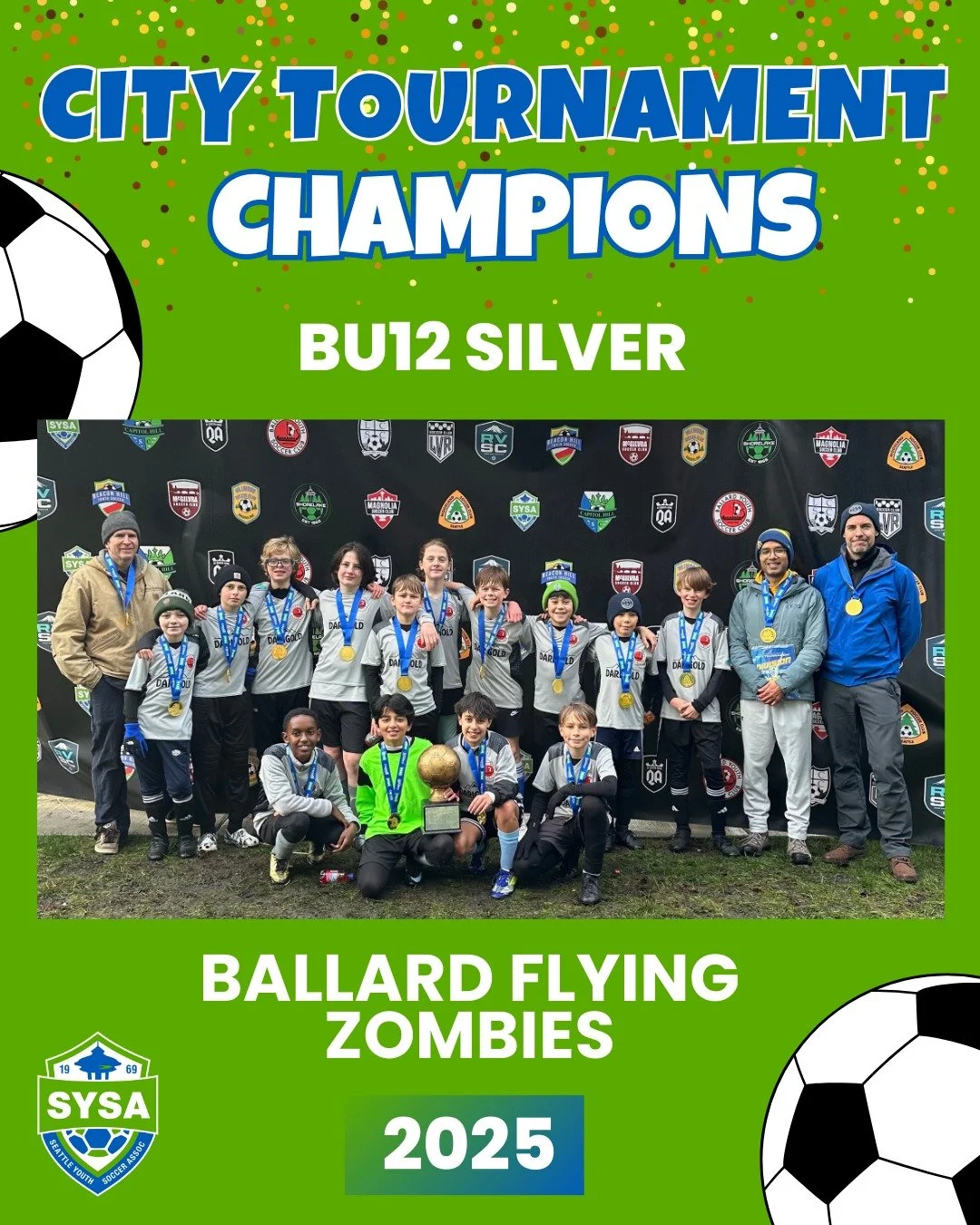 2025 City Tournament Champions - BU12 Silver

1st: Ballard Flying Zombies
2nd: Rainier Valley Thunderbursts

@ballardyouthsoccer 
@rainiervalleysc