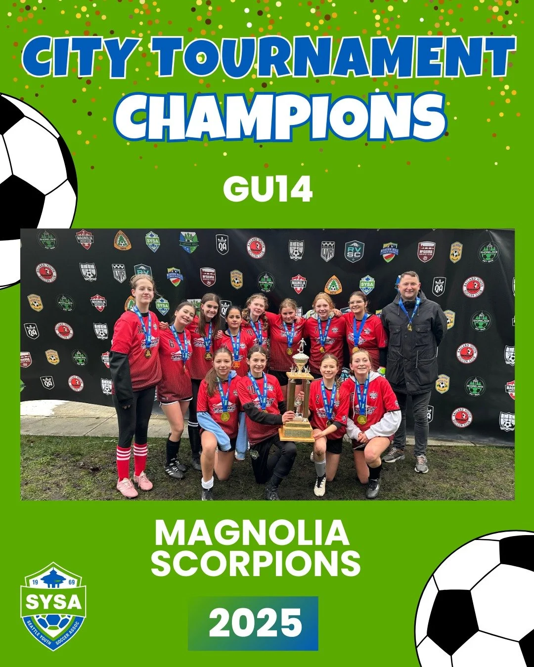 2025 City Tournament Champions - GU14

1st: Magnolia Scorpions
2nd: McGilvra Pink Panthers

@magnoliasoccerclub