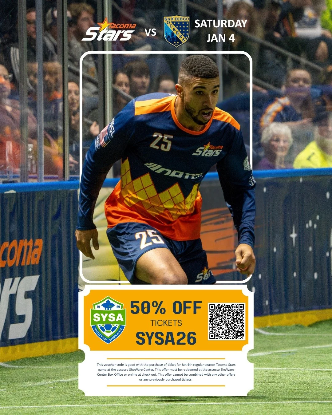Looking for an Experience Gift? We&rsquo;ve Got One ⚽

Join us for SYSA Night with the Tacoma Stars! A high-energy indoor soccer match the whole family will love.

Link in Bio - CODE: SYSA26

@thetacomastars 

#SYSA #ExperienceGift #TacomaStars #Socc