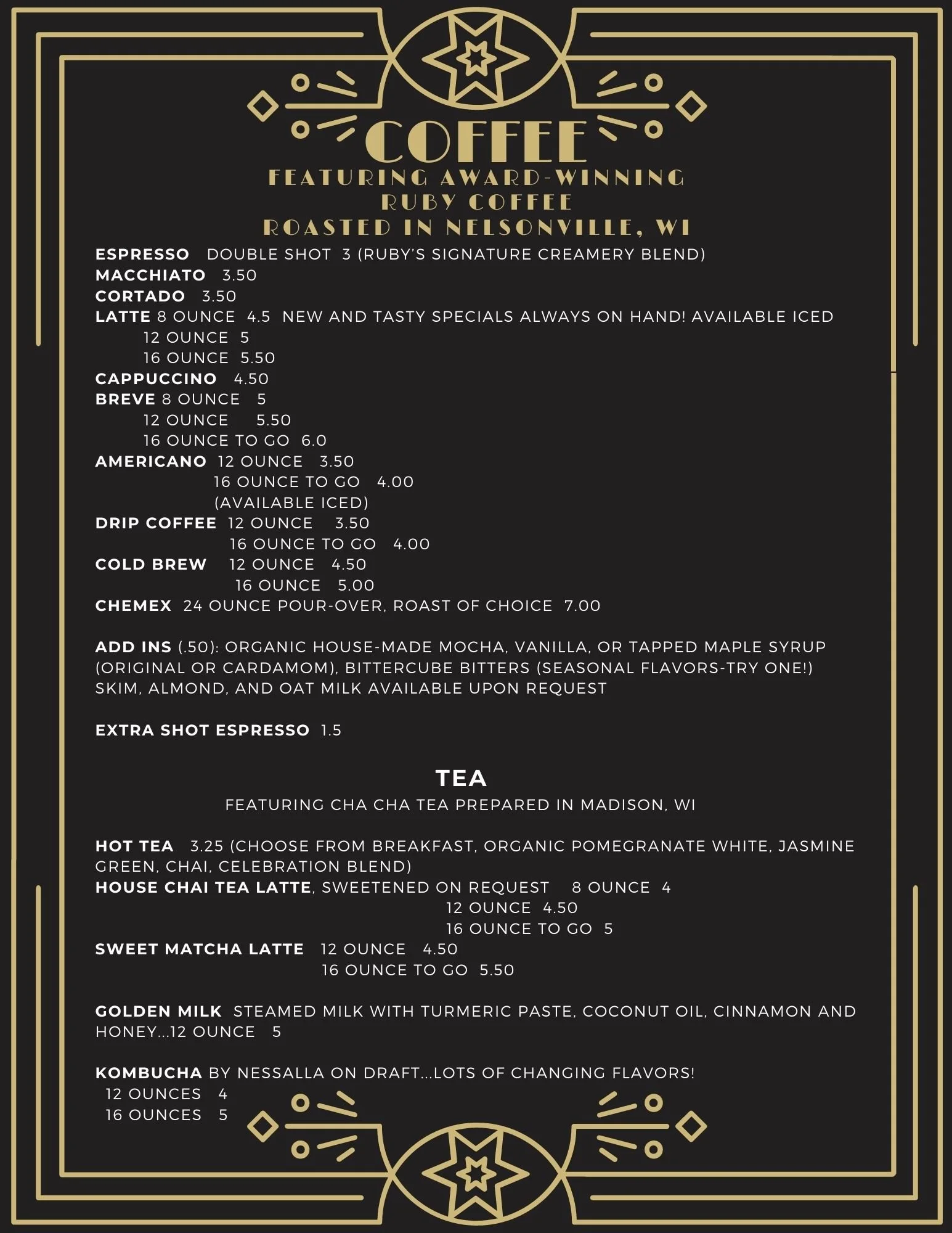 FULL MENU — Whitewater Music Hall