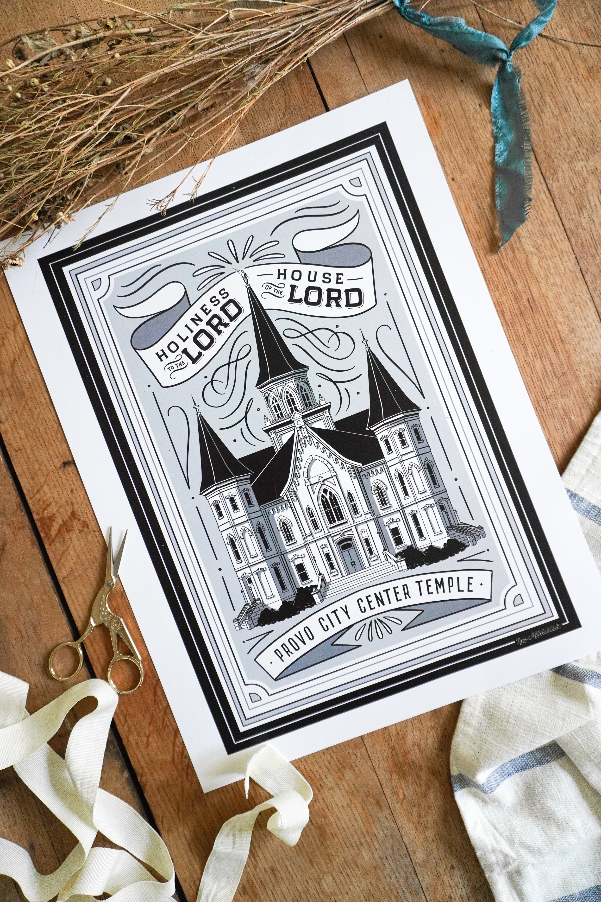 12x16 inch Provo City Center Temple Art Print by Type Affiliated