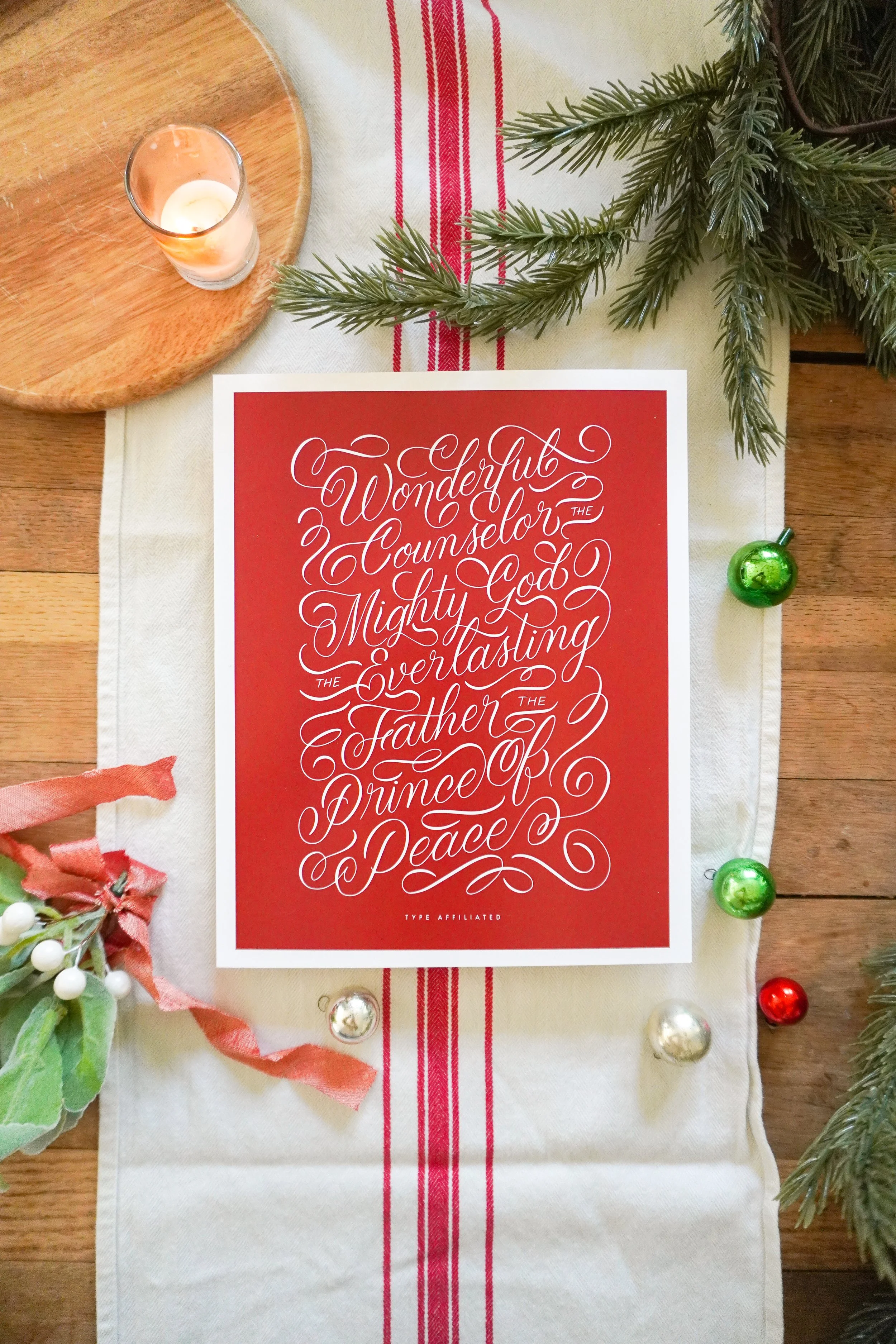 8x10 inch Christmas Names Of Jesus Christ Red Art Print