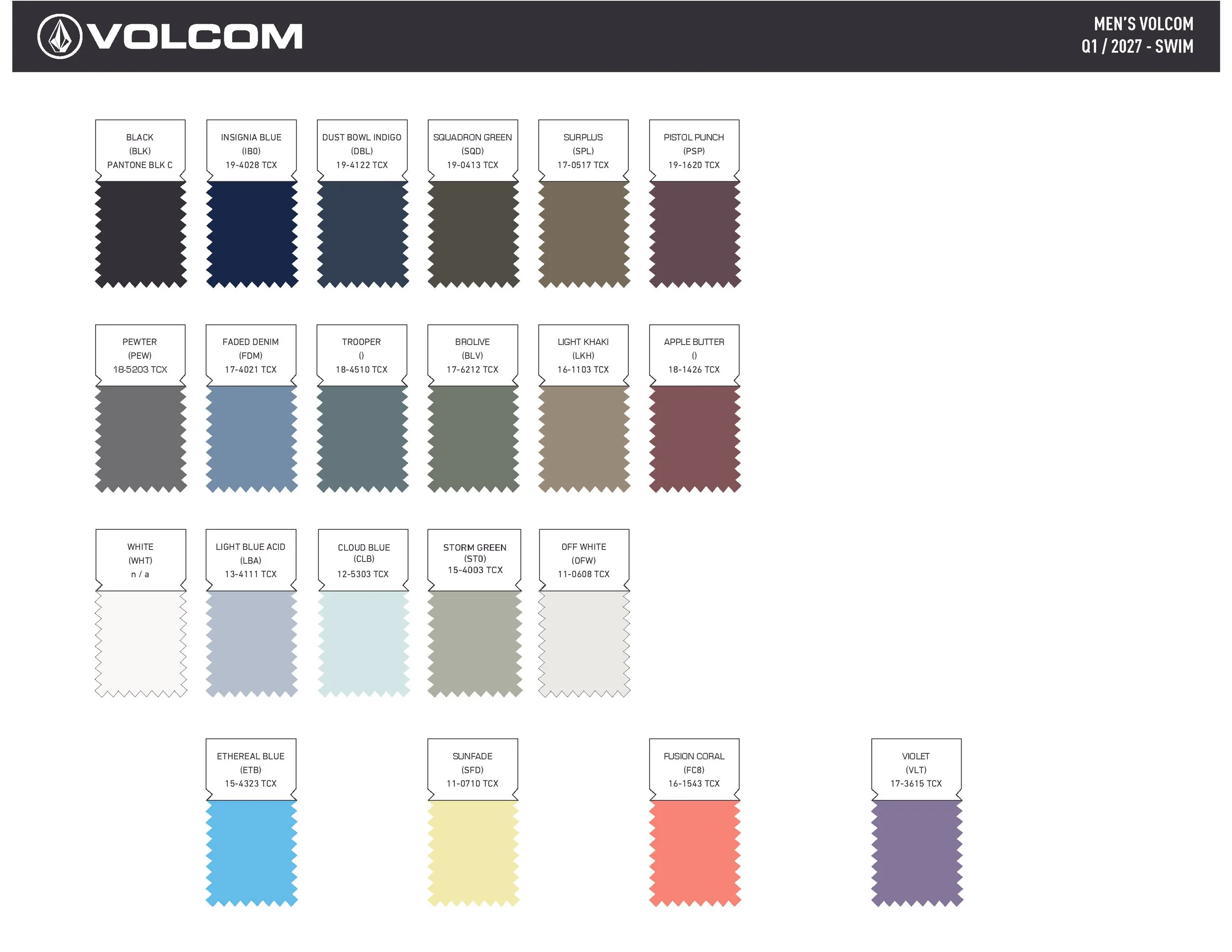 VOLCOM SWIM COLORS