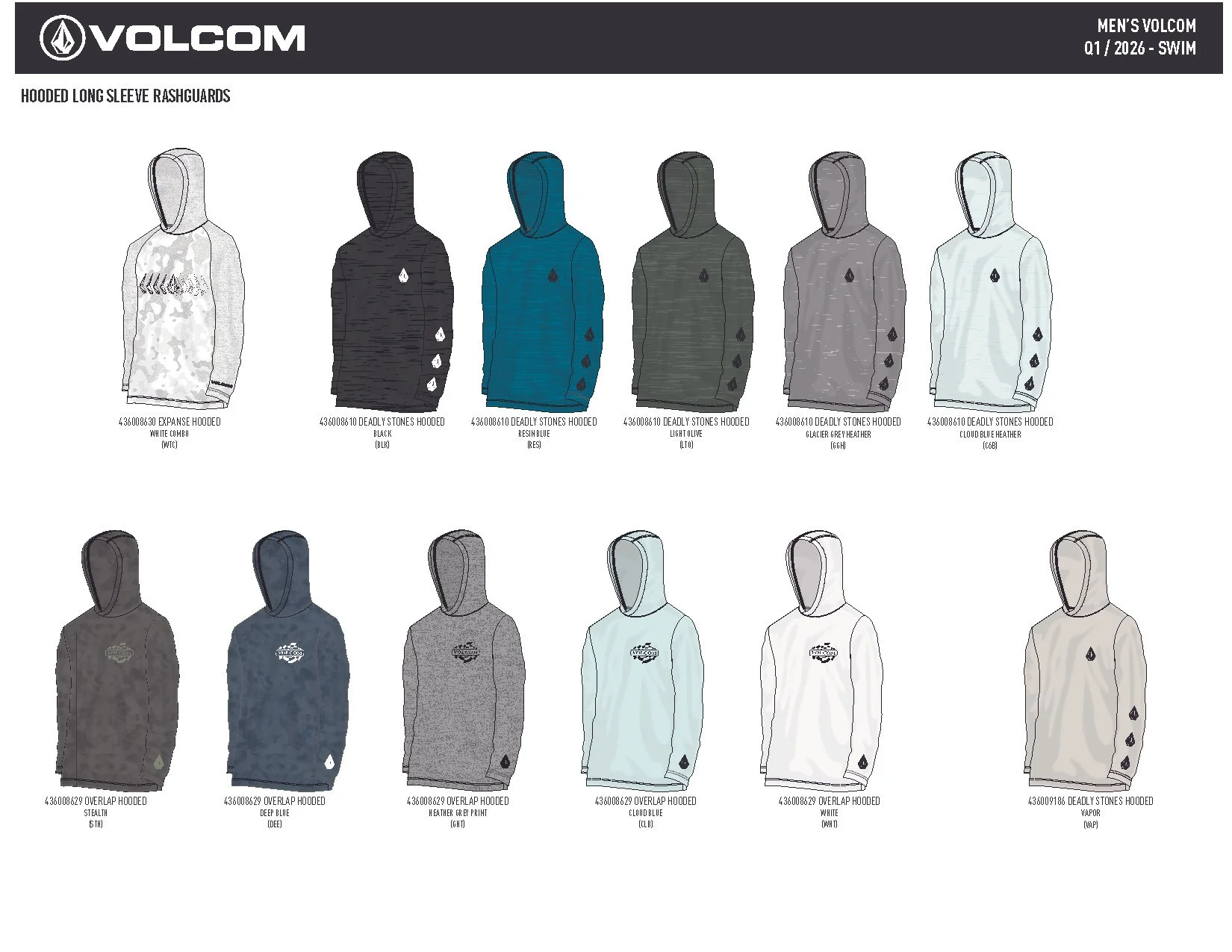 VOLCOM S26 YOUNG MENS RASHGUARDS HOODIES