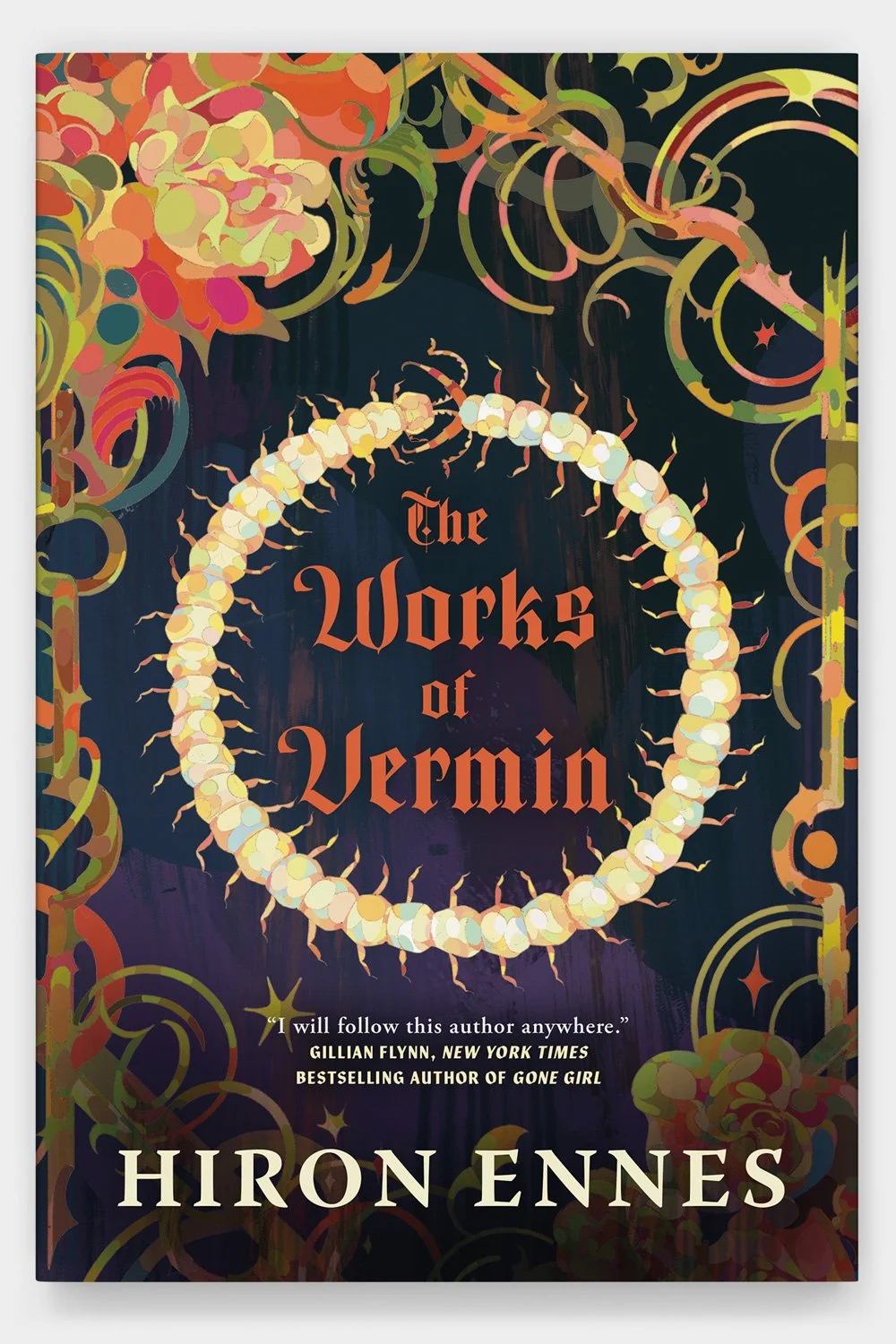 The Works of Vermin by Hiron Ennes (book cover with centipede motif)