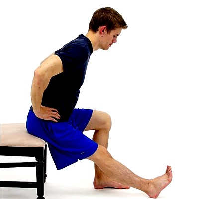 Lattimore Patient stretching leg sitting on chair