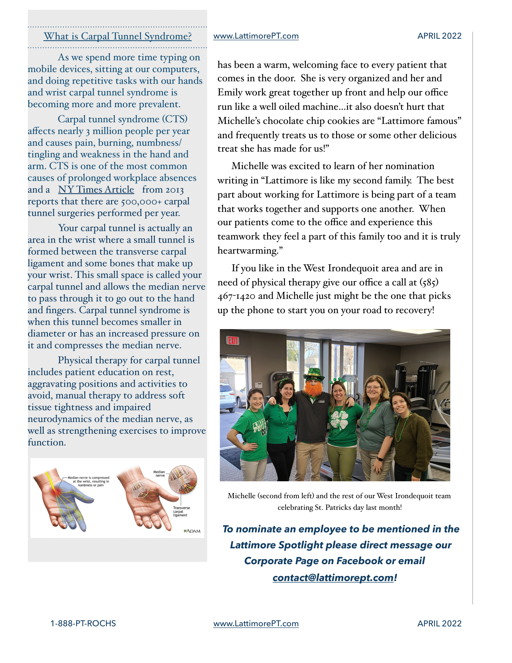 April 2022 Newsletter Lattimore Physical Therapy