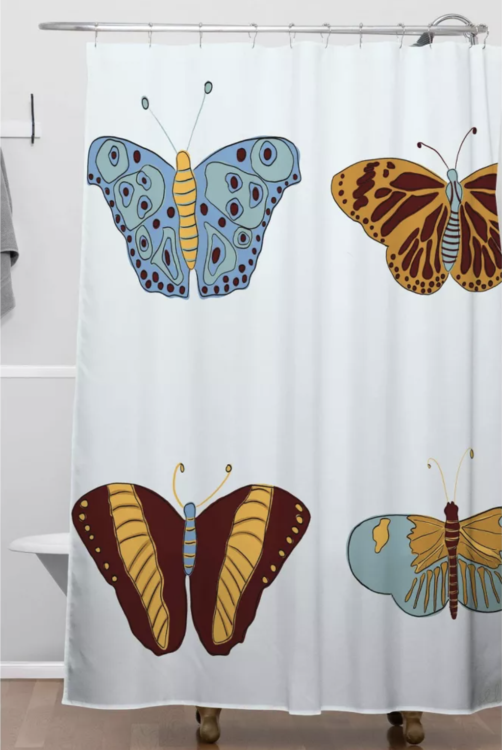  Fall Butterflies Shower Curtain Blue 