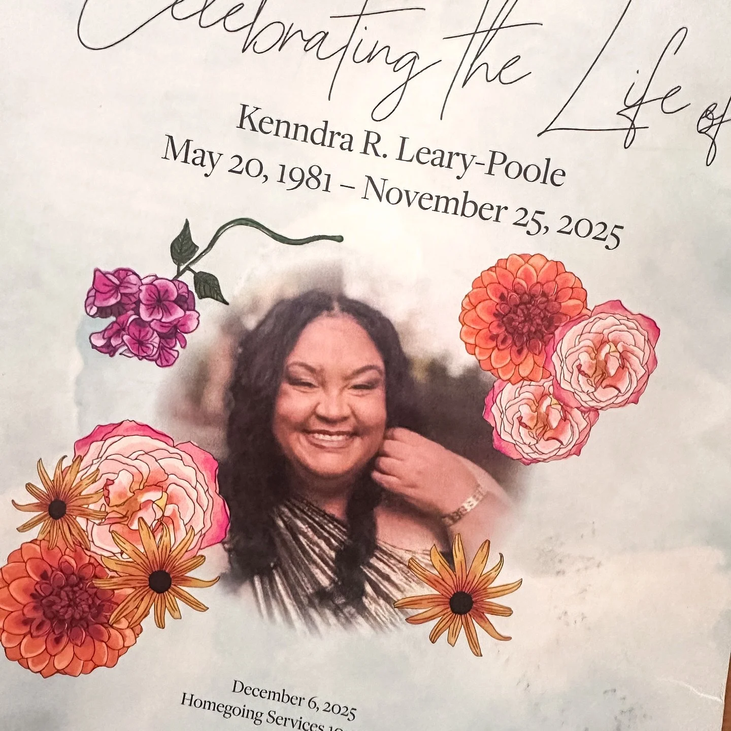I don&rsquo;t think I have any tears left. Funerals make you face the finality of someone&rsquo;s earthly life, while reminding you how short and unpredictable our time really is.

Kenndra was loved by so many. She was everyone&rsquo;s person, and sh