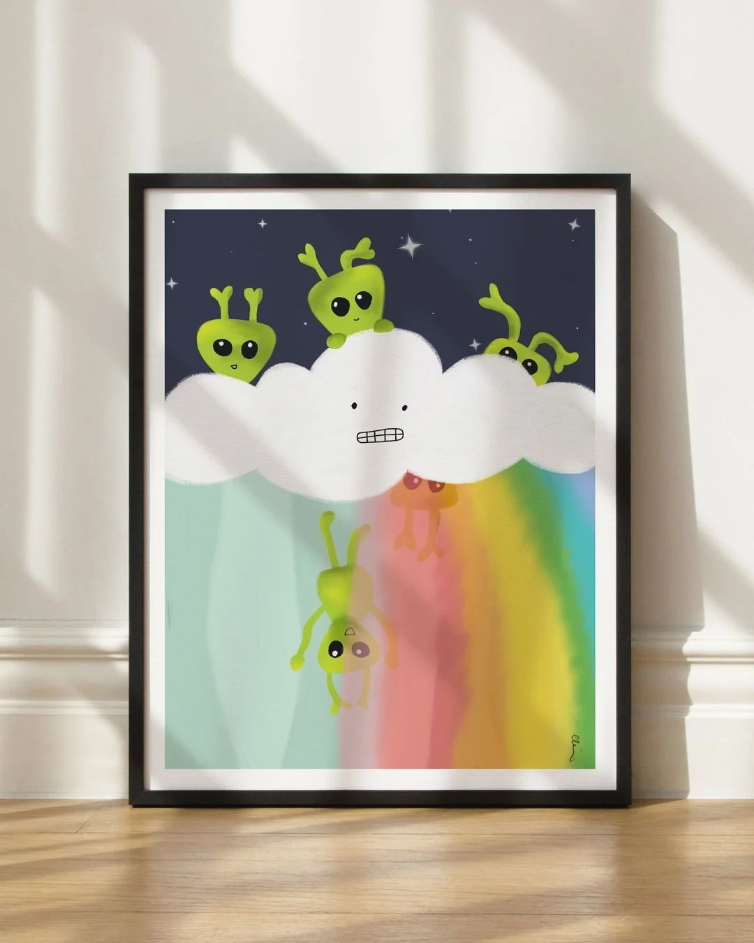 Monday Art Drop 👽✨
Title: Close Encounters of the Playful Kind
Format: Art print + printable (Etsy only)
🛍️ Available now in my Etsy shop: PrettyPopDesign. Link in bio.

Meet the cloud who&rsquo;s just trying to mind their business&hellip; while a 