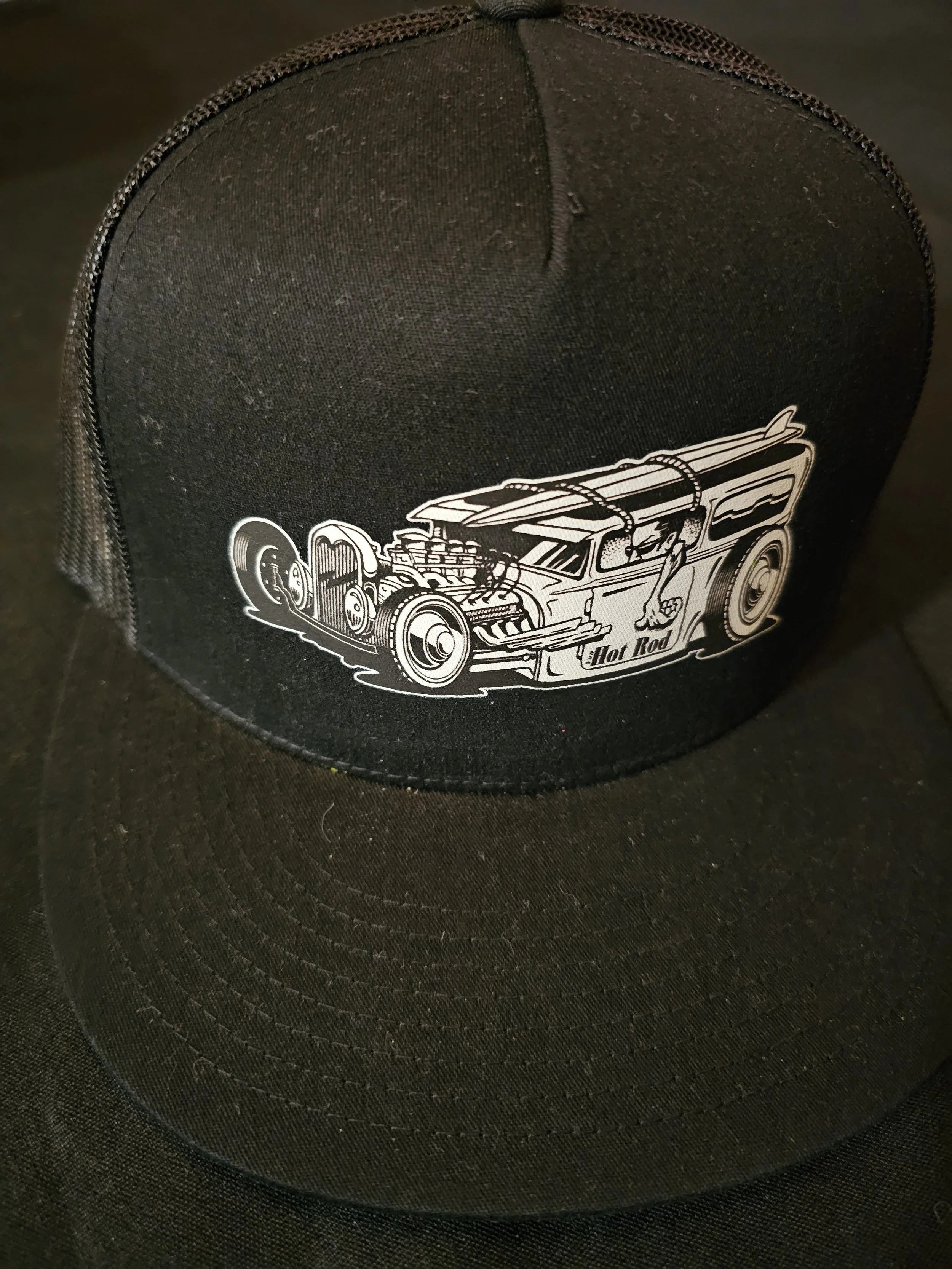 VHR Trucker Flat Bill Adjustable Black Hat Sedan
