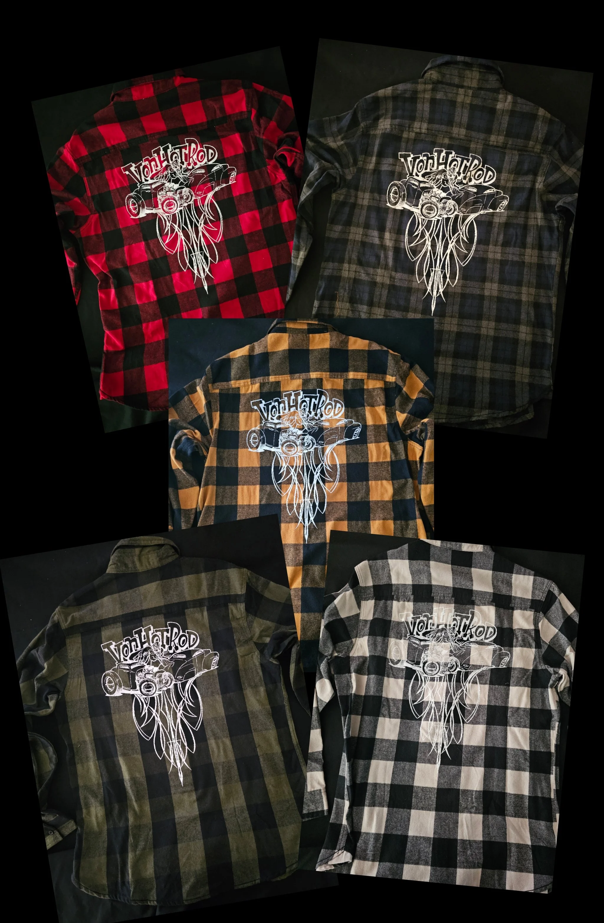 Von Hot Rod Signature Flannels, X-Large in Size, Tiki Design