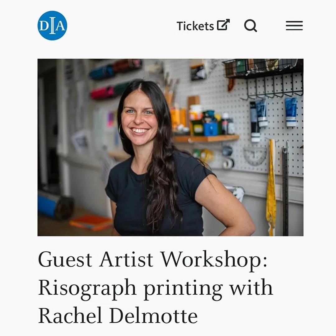 Photos and funsies from the riso workshop at the DIA last month! 
It was a tru joy to share this method of printmaking with all the folks who participated, especially kids- they make the best art. I’m so super thankful for this experience and