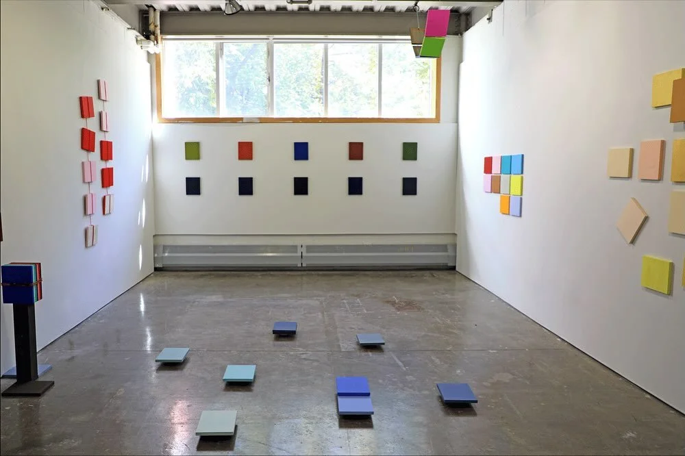 photos from a recent installation, Between Memory and Matter. 

Building on my summer research around Color Systems, I&rsquo;m curious to explore where my personal attachment to specific colors comes from. These color sculptures (each a set of 10 gou