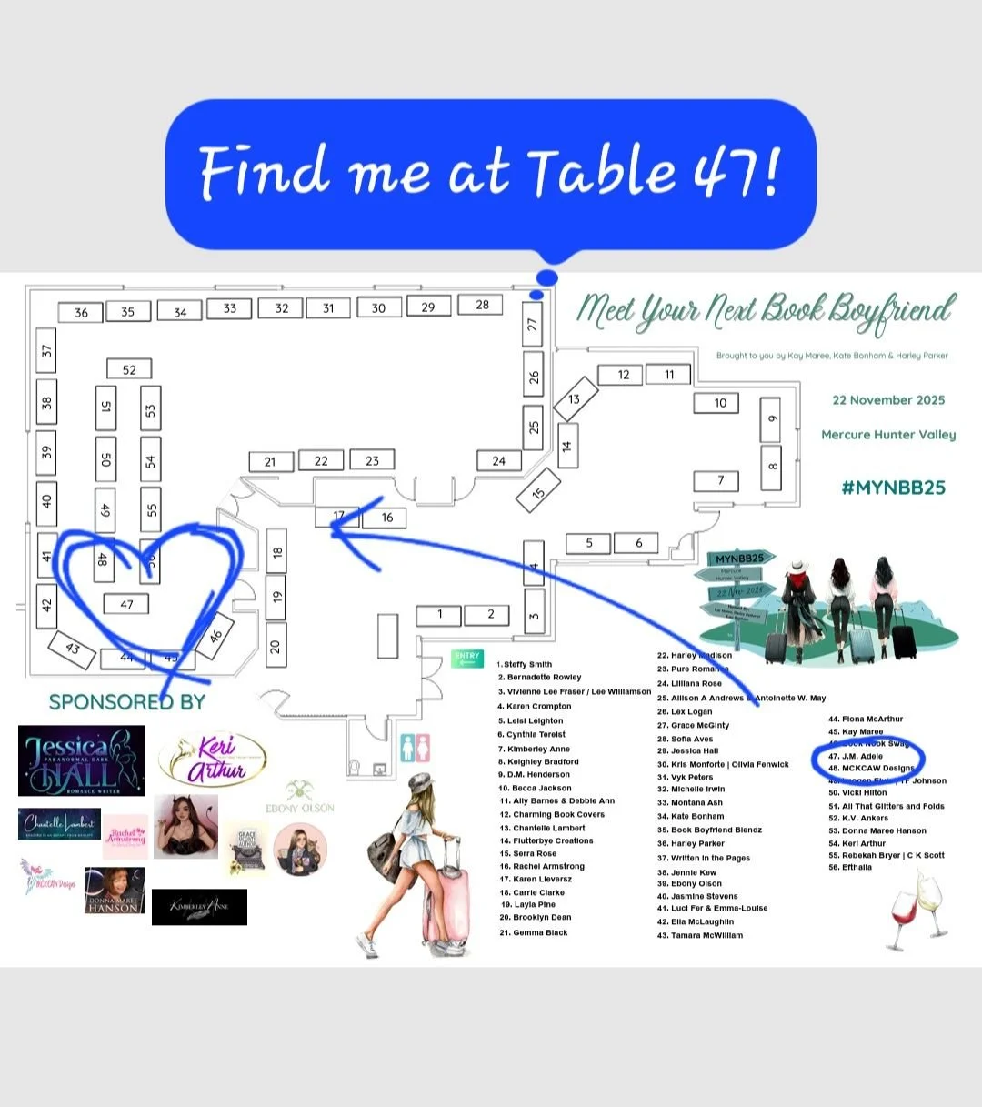 Meet Your Next Book Boyfriend Event is on this Saturday! Will I see you there? 
#booksgalore #ReadingIsMagic #huntervalley #winecountryweekend #BookBoyfriendGoals 
#mynbb25 #romancebooks