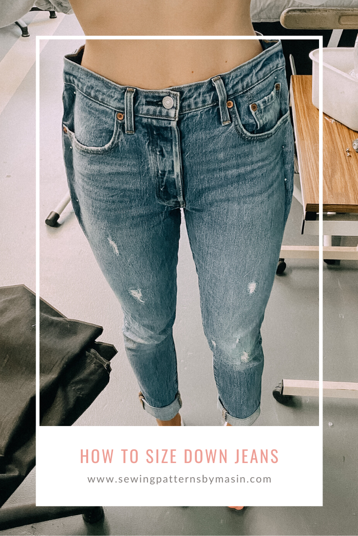 Jeans Alteration How to size down Denim Jeans at the waist — Sewing Patterns by Masin
