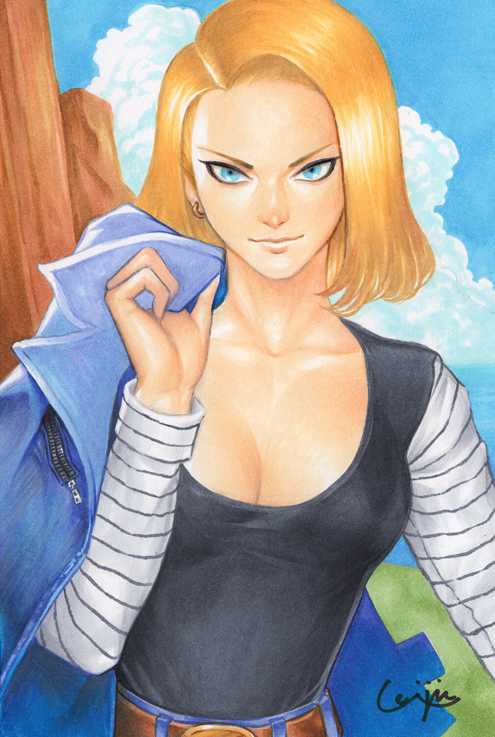 Inktober day 3: Android 18 from Dragon Ball