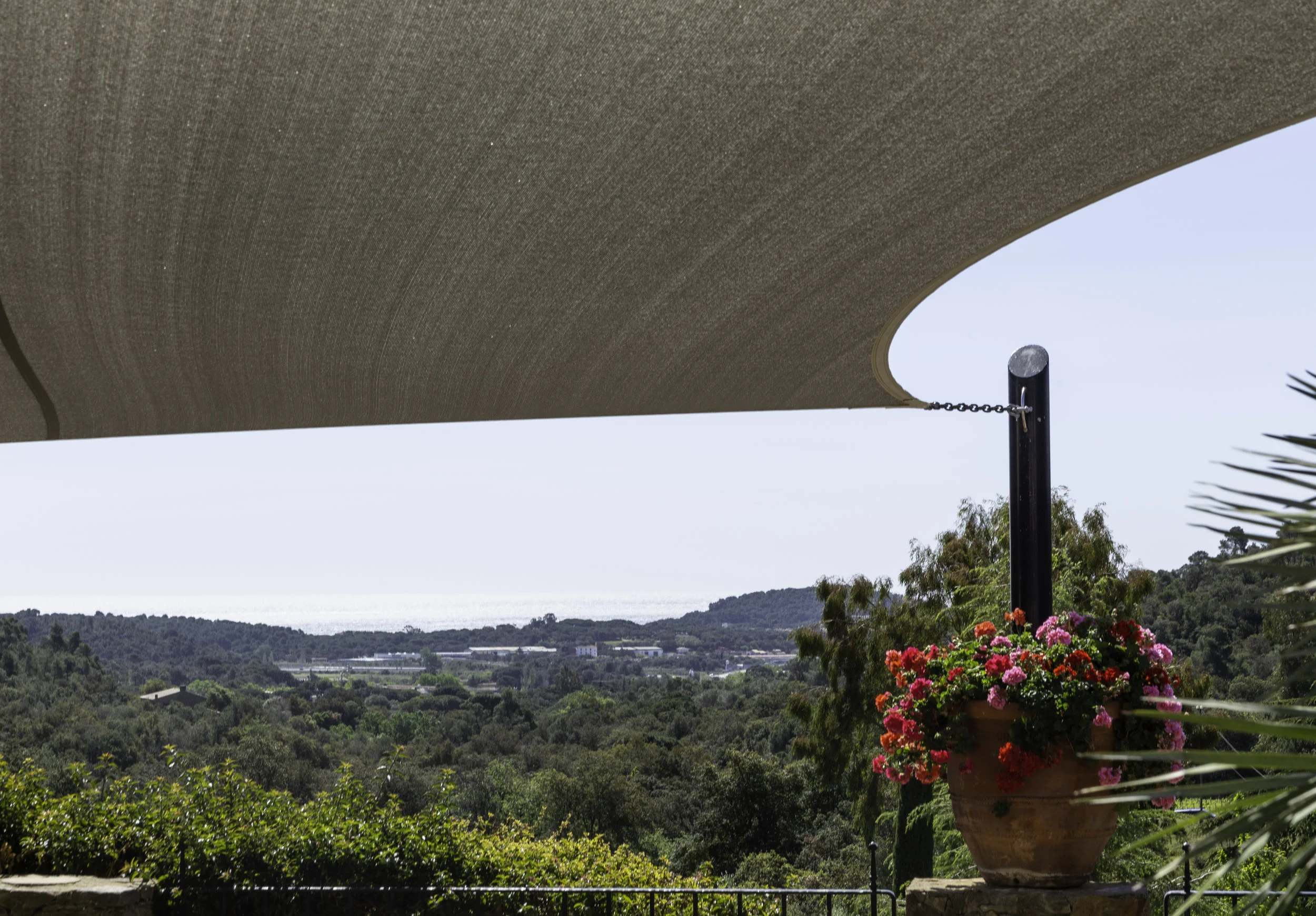The view towards the sea from the terrace outside the hotel /restaurant 