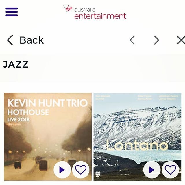 Nice surprise to find my album 'Lontano' featured on my @virginaustralia flight this morning. It's icing on the cake after a great night with my Quintet @old505theatre last night. Huge congrats to @undydog and @kerriglasscock, it's a beautiful venue 
