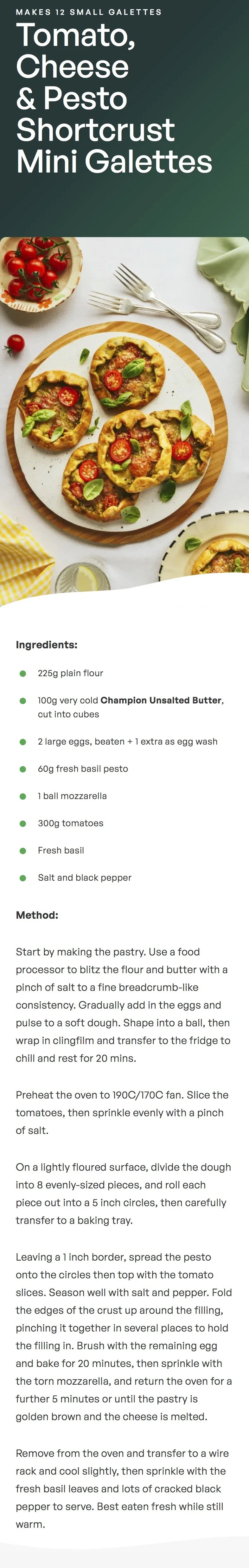  Recipe for Mini Tomato Galettes written by Sophie Foot for Lakeland Dairy 