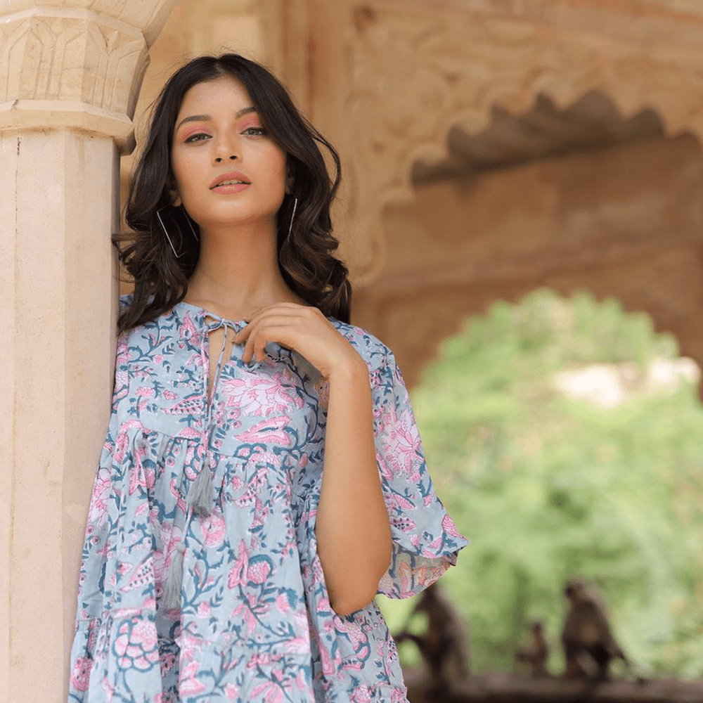 Camellia Mini Dress in Santorini The Cottage Monet Camellia Mini Dress in Santorini The Cottage Monet
