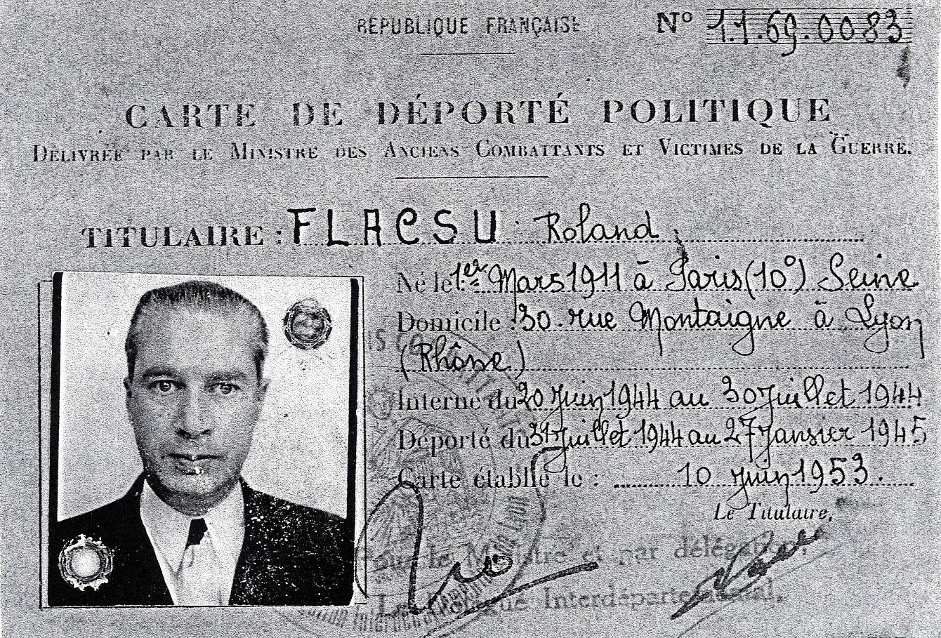 Carte de déporté politique de Roland, Flacsu, Lyon