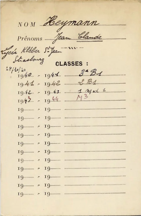 Document scolaire du lycée Kléber St Jean à Strasbourg concernant Jean-Claude, Heymann, Lyon