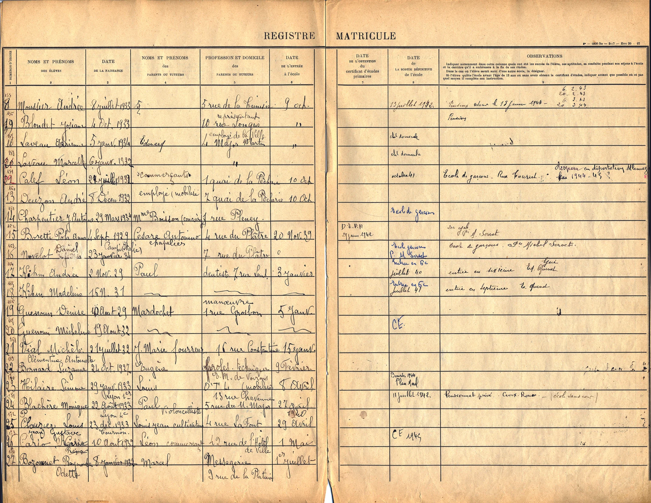 Calef-Leon-1 (Registre école)