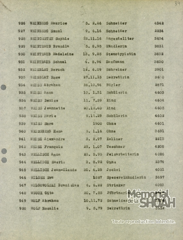 Maurice WEINBERG Convoi 59