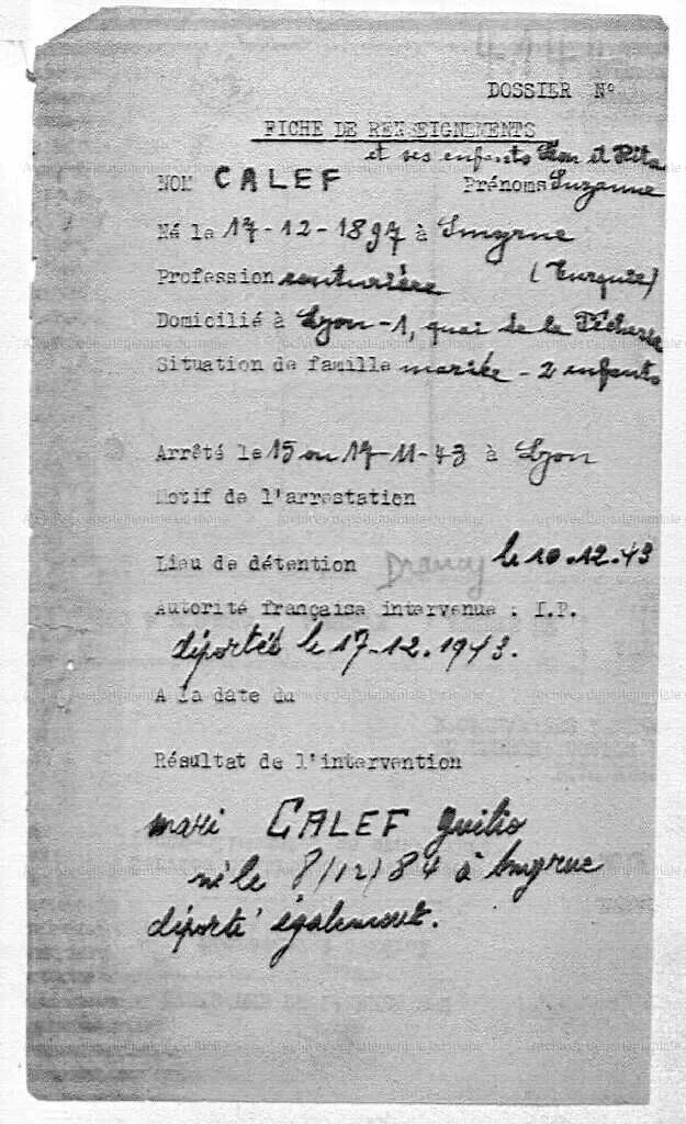 Suzanne Calef et enfants Fiche Montluc