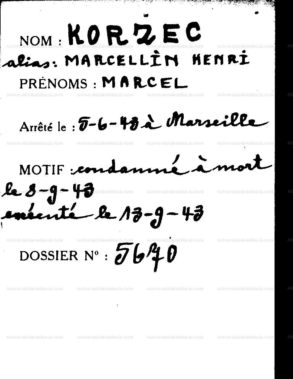 Maurice Korzec Fiche Montluc
