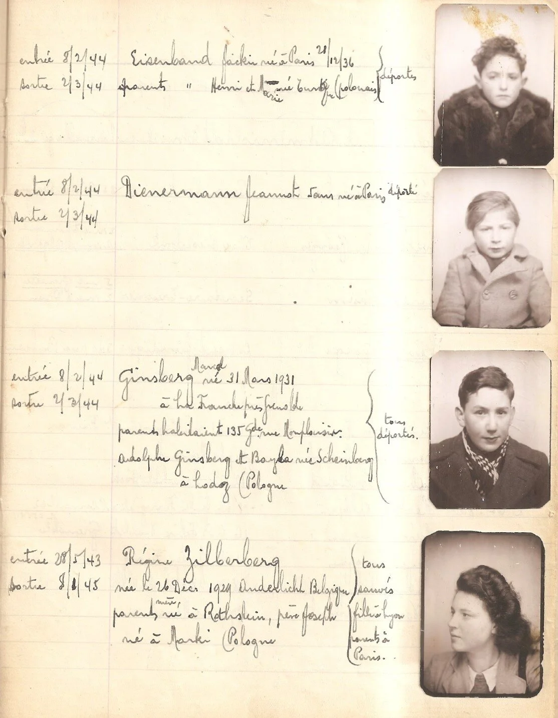 Jacquie EISENBAND, Maison du refuge (du 8/2/44 au 2/3/44)