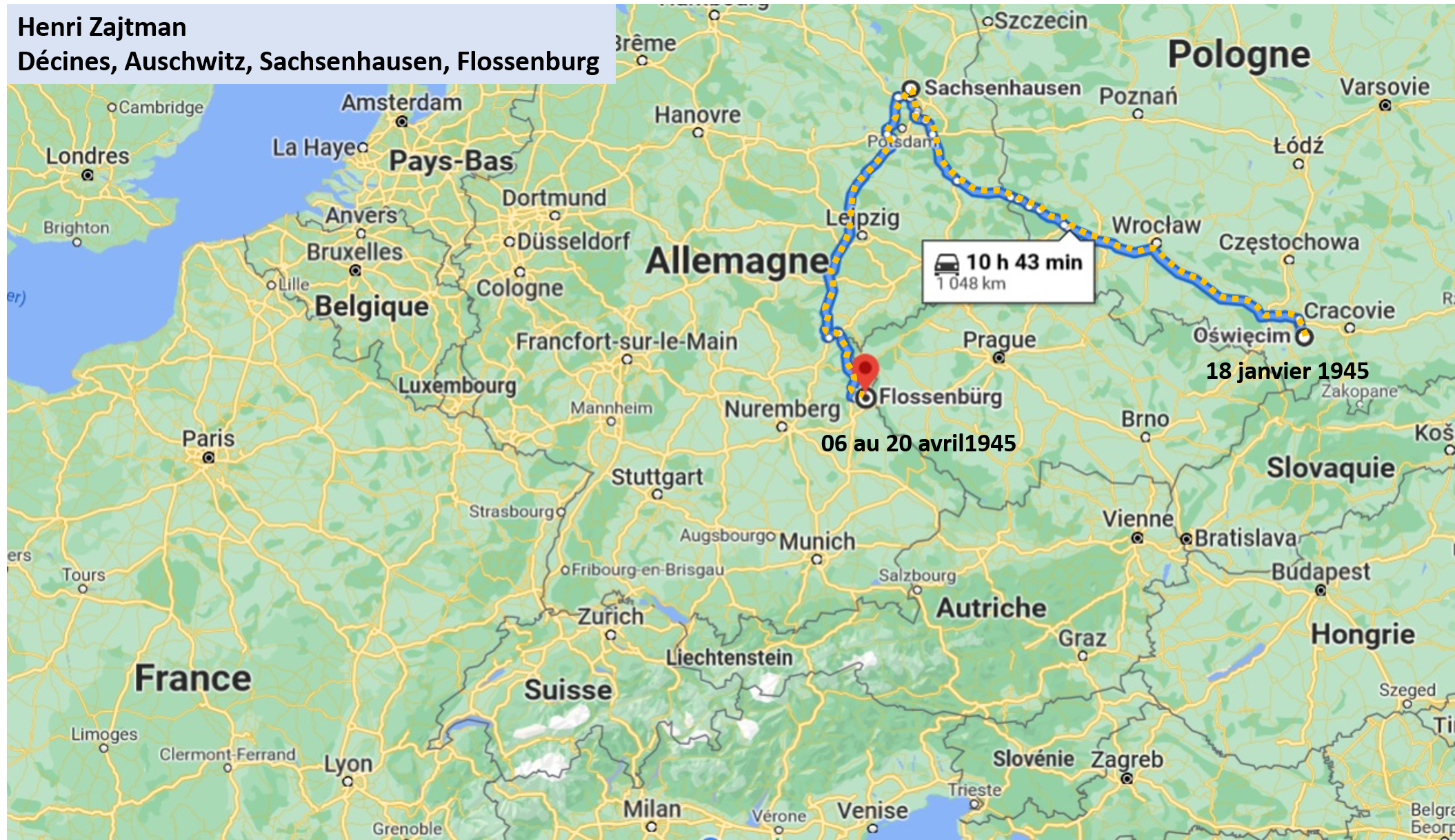 Henri Zajtman, trajet Auschwitz - Sachsenhausen - Flossenburg