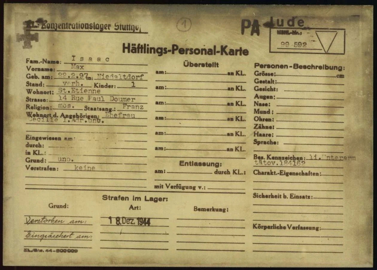 Max Isaac, fiche Stutthof