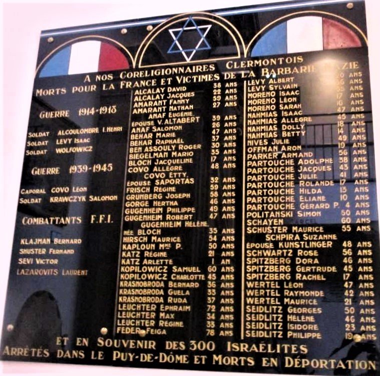 Famille Partouche, plaque au Centre Culturel Jules ISAAC, Clermont-Ferrand (Souce: Annie FRIER)