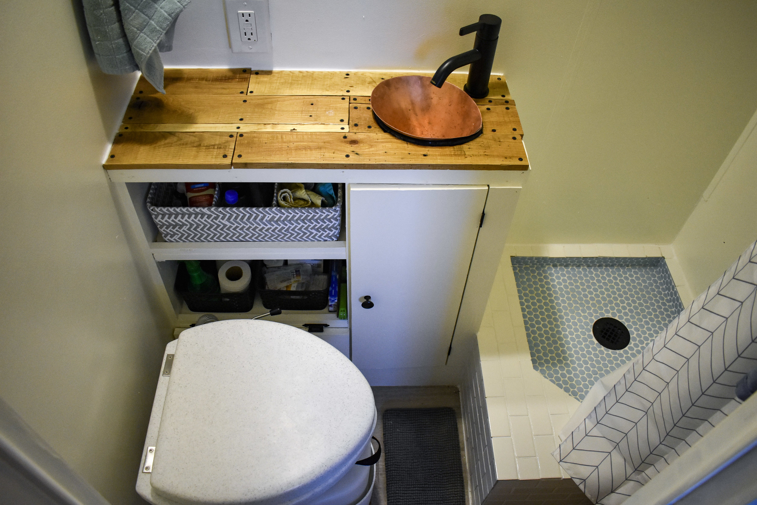 Renovated RV bathroom