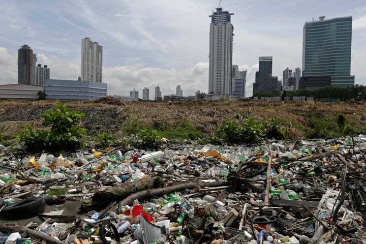 CARLOS JASSO / REUTERS Plastic bottles and general waste are piled up at a beach in Panama City September 4, 2013.