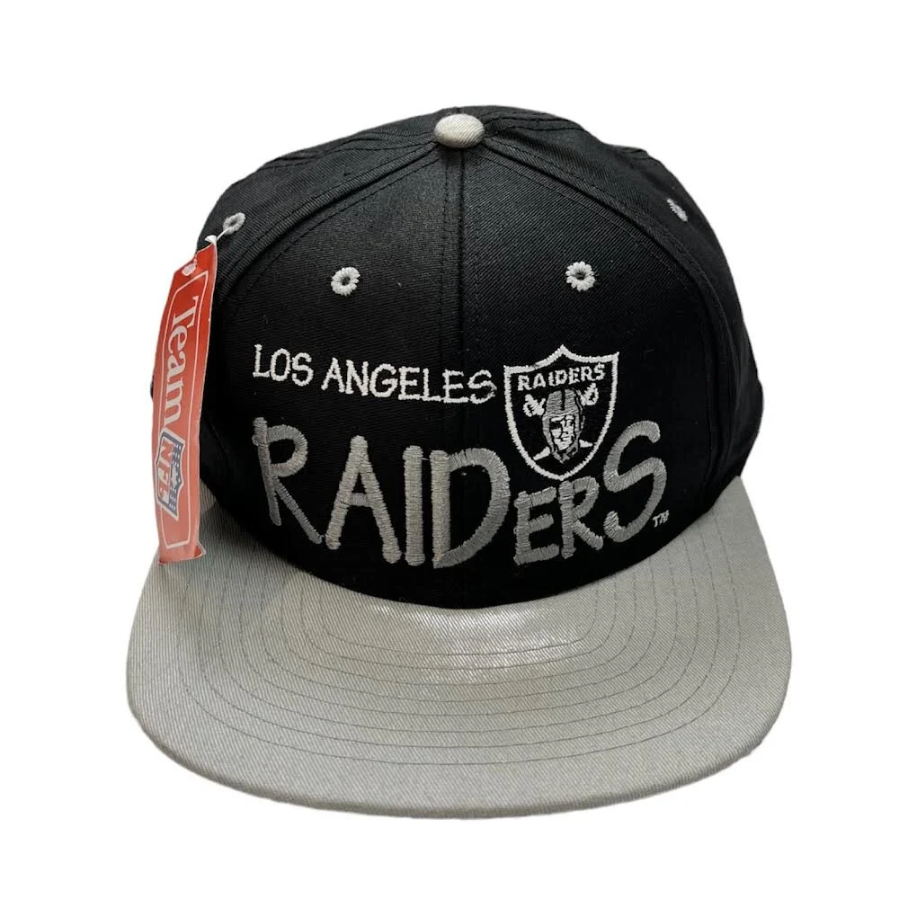 Vintage Los Angeles Raiders Block Script Brim Snapback Hat NFL